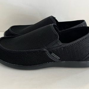 Crocs Santa Cruz Rx Mesh Loafers Men's Size 12 Black Slip On Shoes.